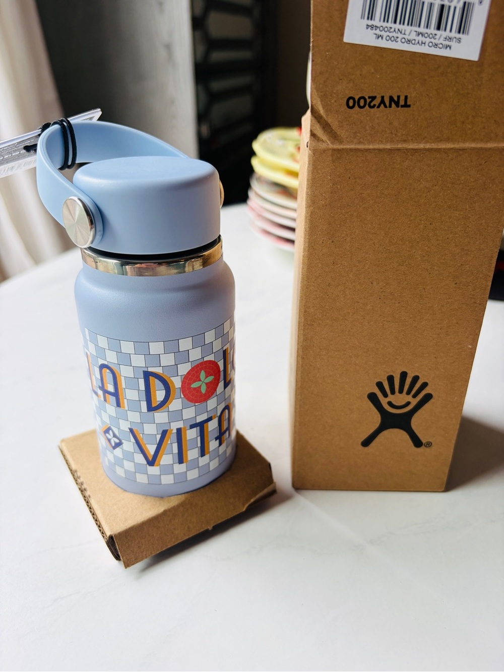 NWT Hydro Flask x Anthropologie 200 ML Water Bottle 'La Dolce Vita' Mosaic - Picture 3 of 7